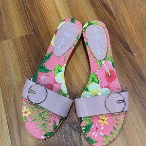 Beyond- 7.5 Kitten Pink Floral Heels